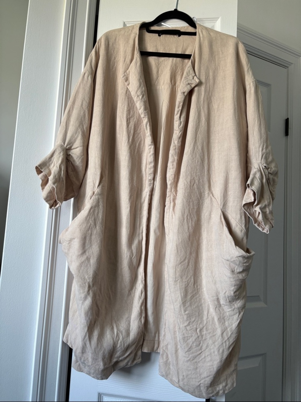 Zara Beige Lightweight Open-Front Coat
